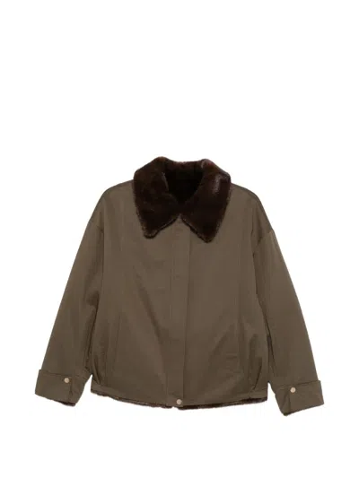 Cenere Long-sleeve Jacket With Zip Closure In Green