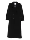 Cenere Peak-lapels Double-breasted Coat In Black