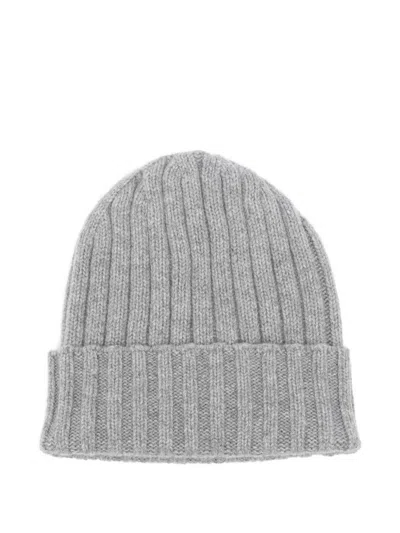 Cenere Ribbed-knit Beanie In Gray