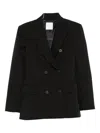 Cenere Double-breasted Jacket In Black