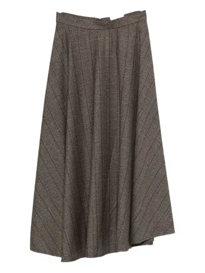 Cenere Plaid A-line Skirt In Brown