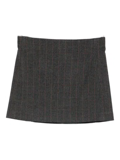 Cenere Checked Mini Skirt In Gray