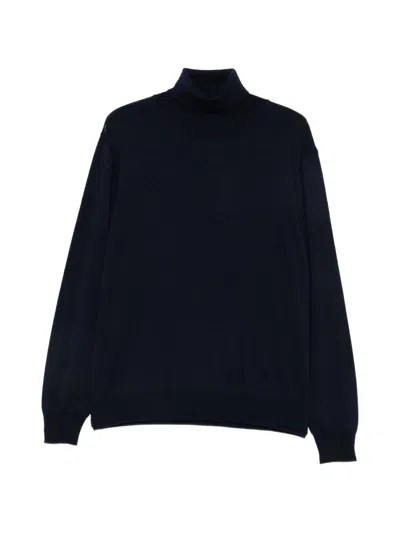 Cenere Navy Turtleneck Sweater In Blue