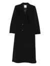 Cenere Peak-lapels Double-breasted Coat In Black