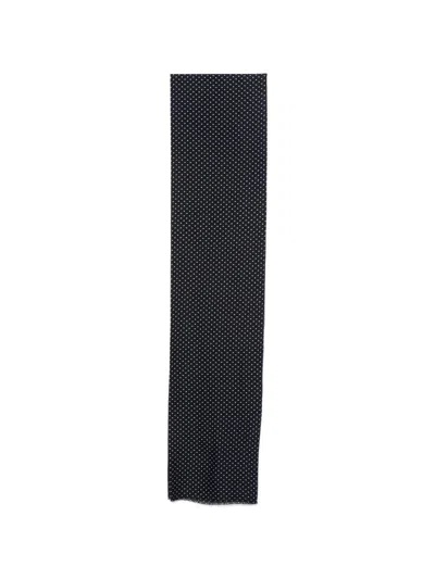 Cenere Poppy Dona Polka Dot Scarf In Navy Blue In Gray