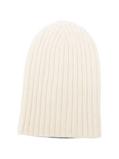 Cenere Ribbed Cashmere Beanie In Transparent