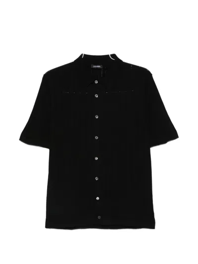 Cenere Ribbed Short-sleeves Shirt In Black