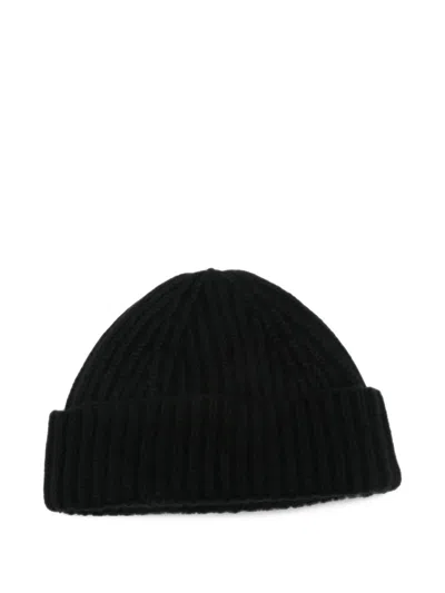 Cenere Ribbed-knit Beanie Hat In Black