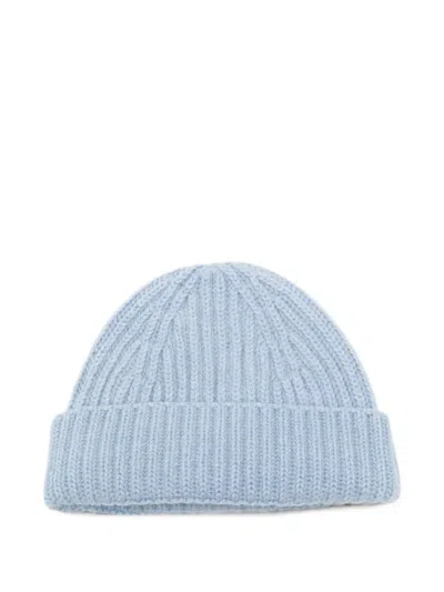 Cenere Ribbed-knit Beanie Hat In Blue