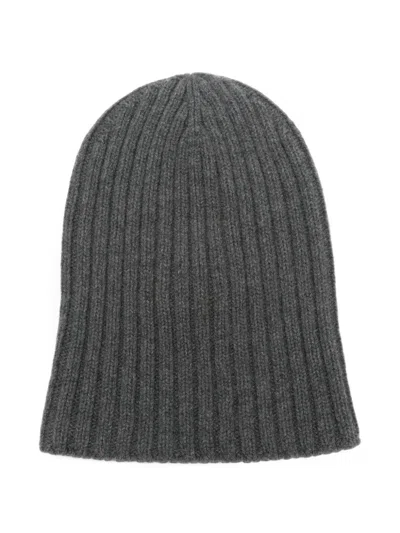 Cenere Ribbed-knit Beanie Hat In Gray