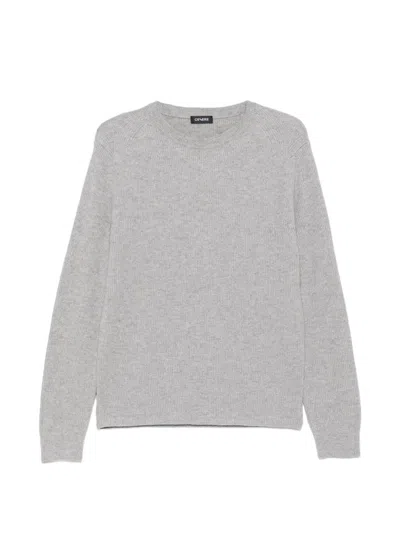 Cenere Ribbed-knit Crew-neck Sweater In Gray