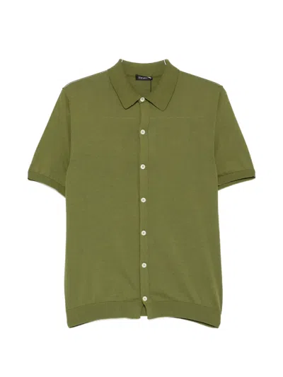 Cenere Short-sleeve Knitted Shirt In Green
