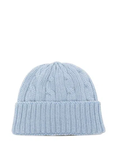 Cenere Sky Blue Braided Cashmere Beanie In Purple
