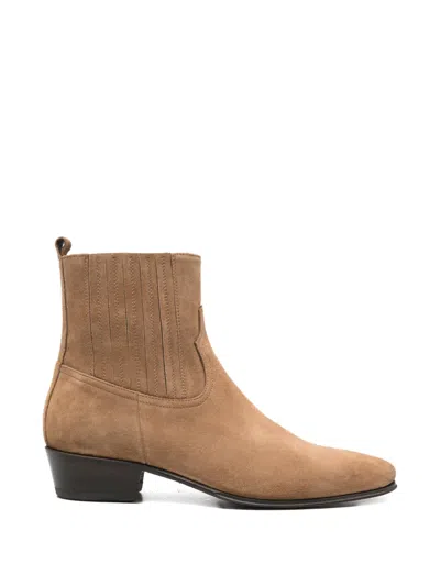 Cenere Stitched-detail Suede Chelsea Boots In Brown