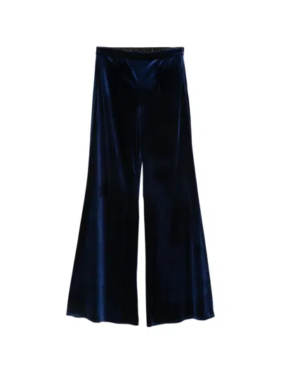 Cenere Velvet Flared Trousers In Blue