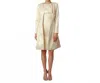 Cenia Scalloped Fly-away Topper + Sheath Dress In Gold