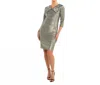 Cenia Turn Back Collar Sheath Dress In Blue/gold