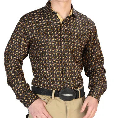 Centenario Casual Long Sleeve Shirt In Black/brown