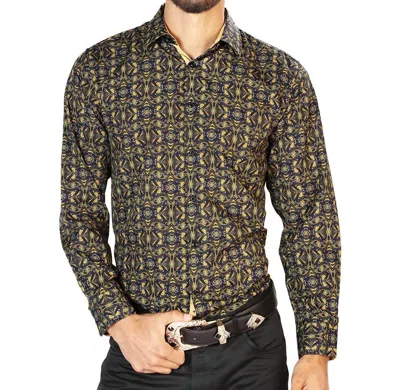 Centenario Casual Long Sleeve Shirt In Black/gold In Multi