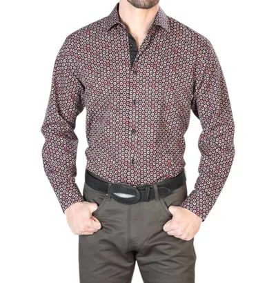Centenario Casual Long Sleeve Shirt In Black/red In Brown