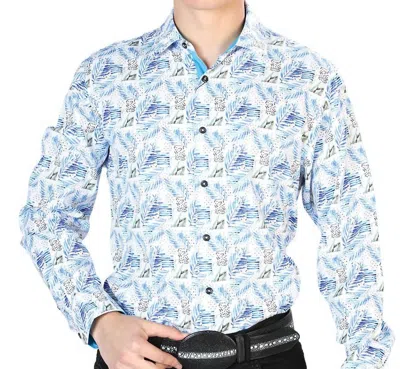 Centenario Casual Long Sleeve Shirt In White In Blue