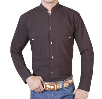 Centenario Charro Long Sleeve Shirt In Coffee In Brown