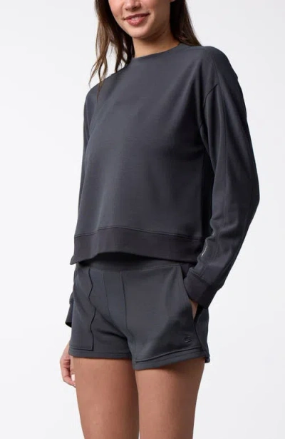 Centerline Athletics Active Lifestyle You Know You Play Cropped Crew Sweatshirt In Blue
