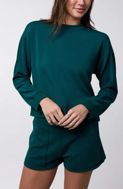 Centerline Athletics Active Lifestyle You Know You Play Cropped Crew Sweatshirt In Green