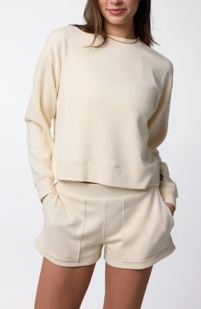 Centerline Athletics Active Lifestyle You Know You Play Cropped Crew Sweatshirt In Neutral