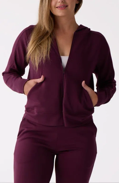 Centerline Athletics Après Full Zip Hood In Burgundy