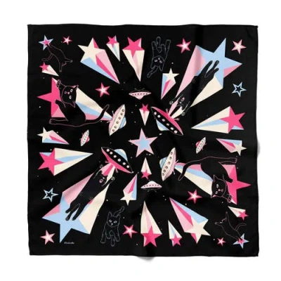 Centinelle Cat Abduction Cotton Silk Bandana In Black