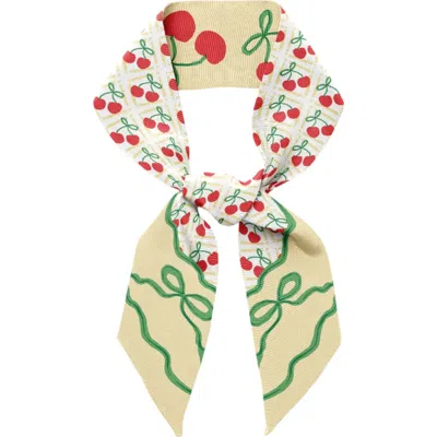 Centinelle Cherry Twilly Ribbon Scarf In Multi