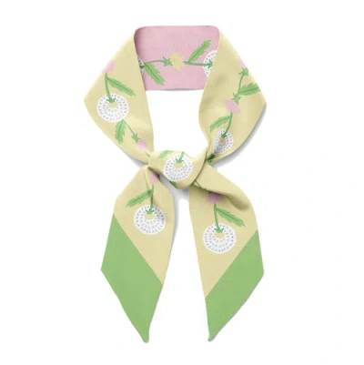 Centinelle Dandelion Twilly Ribbon Scarf In Green