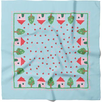 Centinelle House Silk Medium Square Scarf In Blue