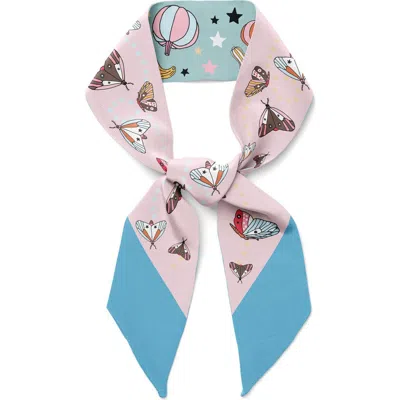 Centinelle Moths And Squashes Twilly Ribbon Scarf In Pink