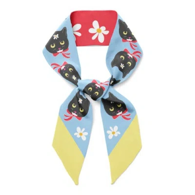 Centinelle Naoko Cat Twilly Ribbon Scarf In Multi