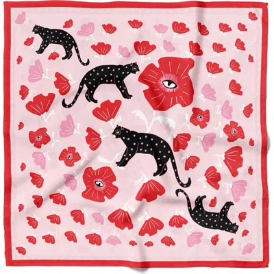 Centinelle Poppy Polka Cat Cotton Silk Bandana In Brown