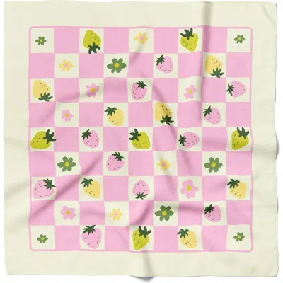 Centinelle Strawberry Checkers Cotton Silk Bandana In Brown