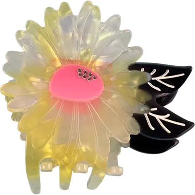 Centinelle White Flower Hair Claw In Brown