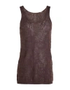 Cento X Cento Woman Tank Top Dark Brown Size 2 Merino Wool In Brown