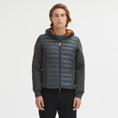 Centogrammi Chic Gray Puffer Jacket With Front Zip Closure In Black