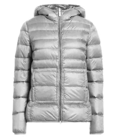 Pre-owned Centogrammi Reversible Short Down Jacket With Hood In Gray