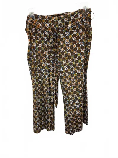 Central Falls Co. Women's Circle Design Multi Gaucho Trousers In Brown & Orange