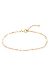 Central Park Enamel Station Chain Anklet In Pink
