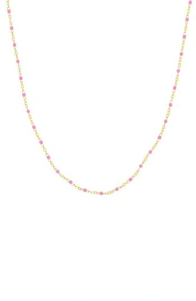 Central Park Enamel Station Chain Necklace In Pink
