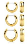 Central Park Set Of 3 Huggie Earrings In Yellow Gold