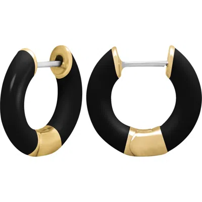 Central Park Tubular Enamel Hoop Earrings In Black