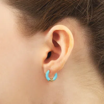 Central Park Tubular Enamel Hoop Earrings In Fancy Green