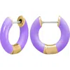 Central Park Tubular Enamel Hoop Earrings In Fancy Purple