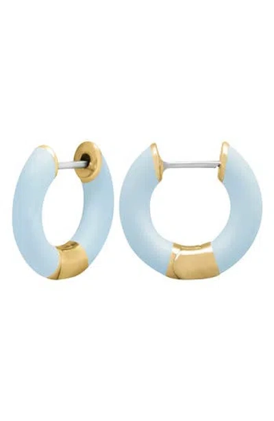 Central Park Tubular Enamel Hoop Earrings In Light Blue
